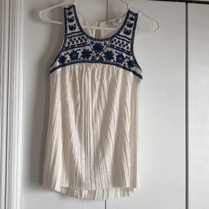 Blue embroidered tank top